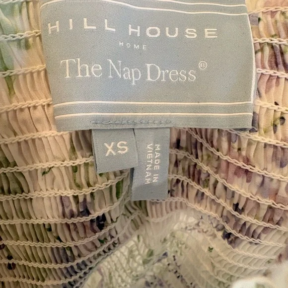 Hill House White Nap Dress with Lavender & Green Floral Print